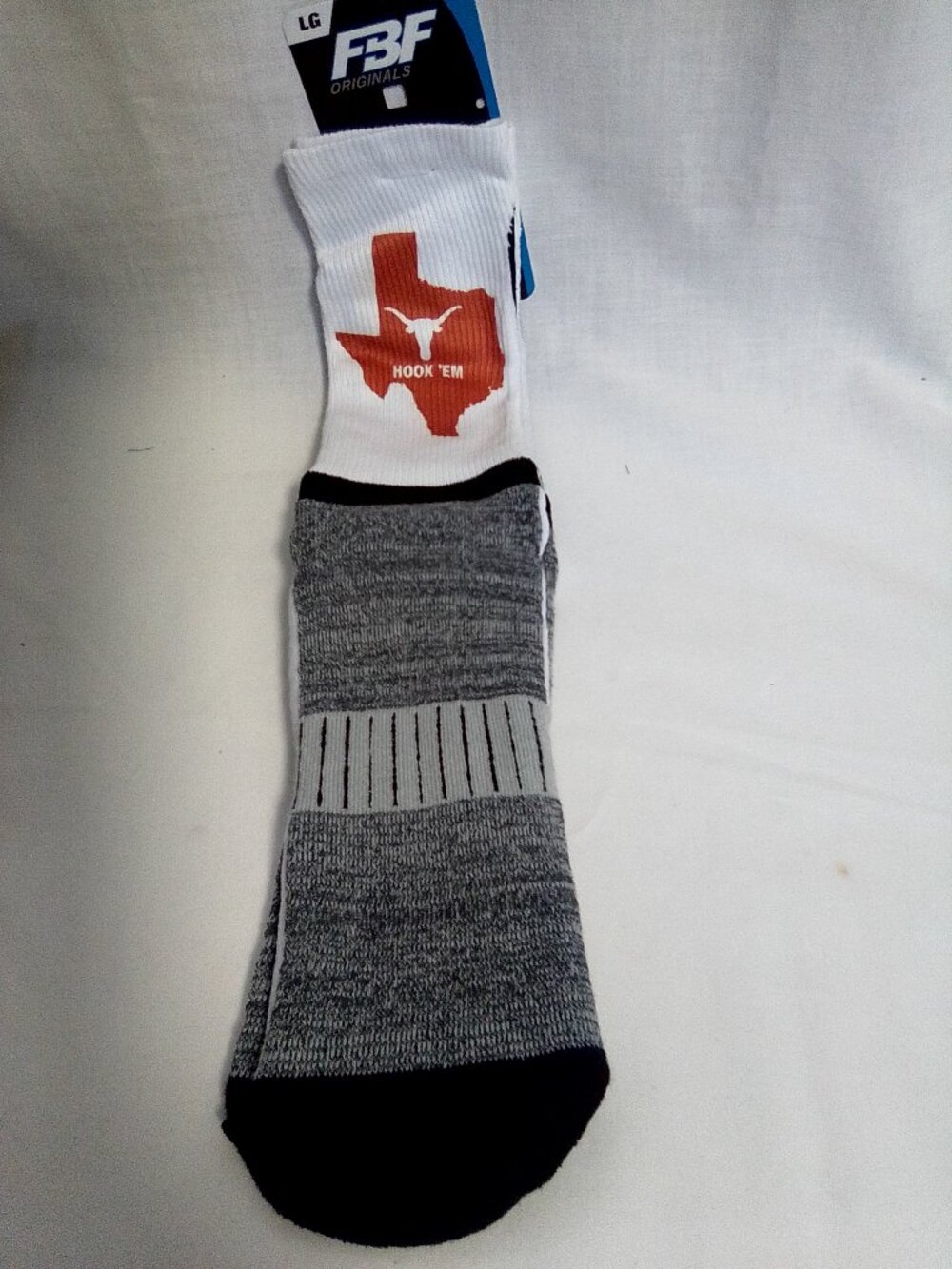 FBF Originals Texas Longhorns "Hook 'Em" socks Large NWT